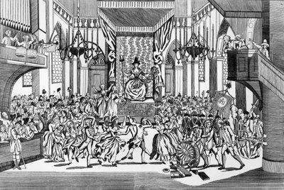 Viering van de Godin van de Rede in de Notre-Dame kathedraal in Parijs, 10 november 1793 door Auguste Christian Fleischmann